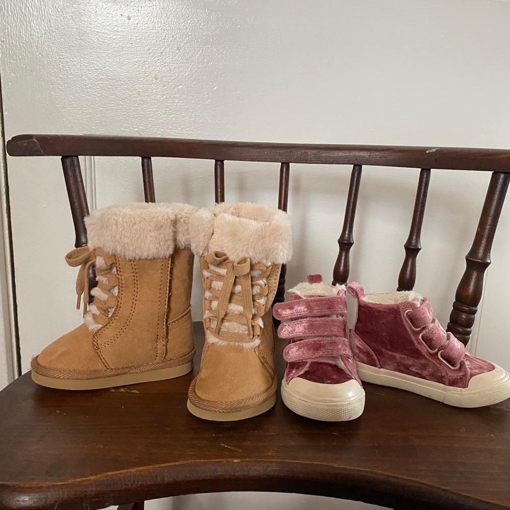 Old Navy boots and Cat & Jack zip sneakers with the (faux) FUR!! Toddler Sz5